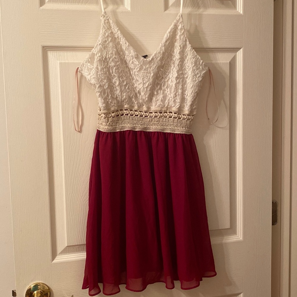 Red and white dress